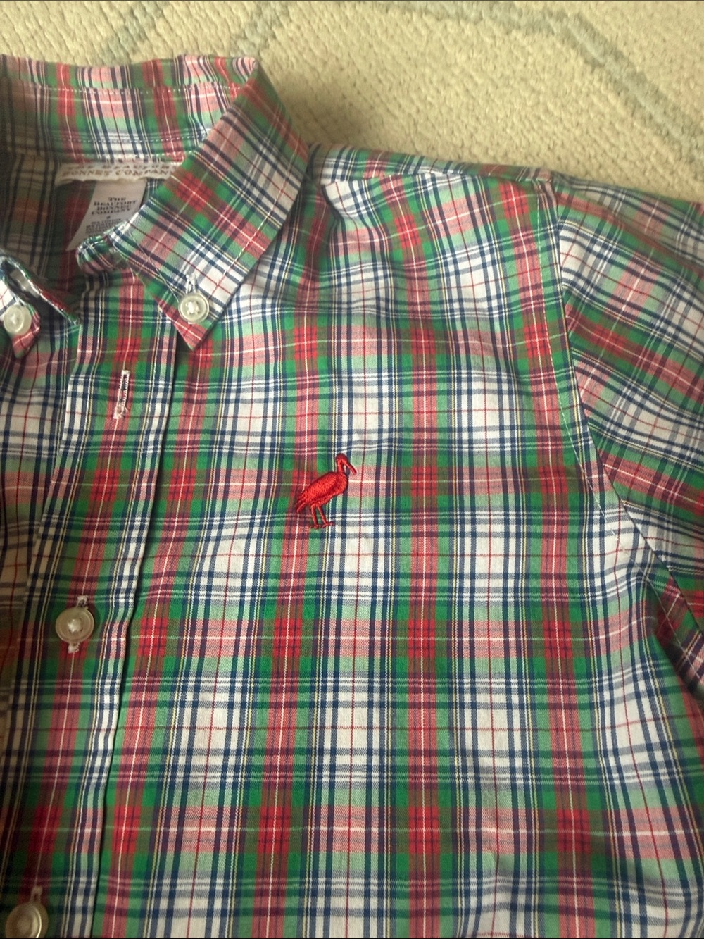 The Beaufort Bonnet Company Red & Green Plaid Button-Down Shirt Like New size 6 - Picture 3 of 3